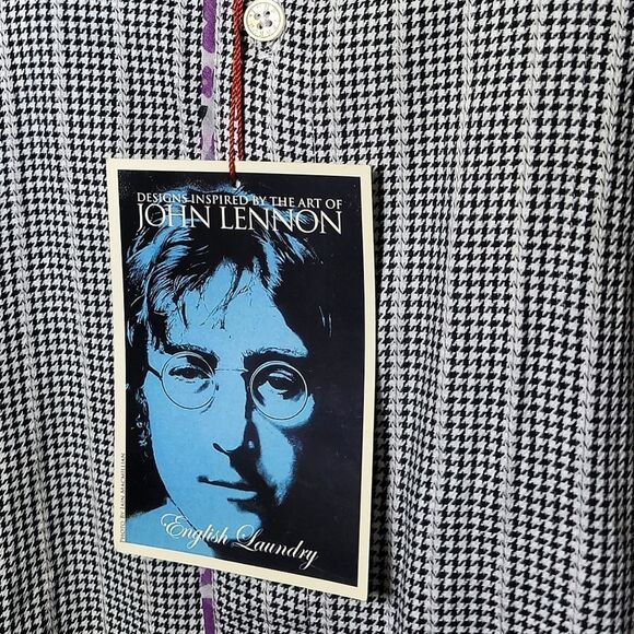 John Lennon English Laundry Houndstooth Floral Long Sleeve Button-Down Shirt - Picture 10 of 11